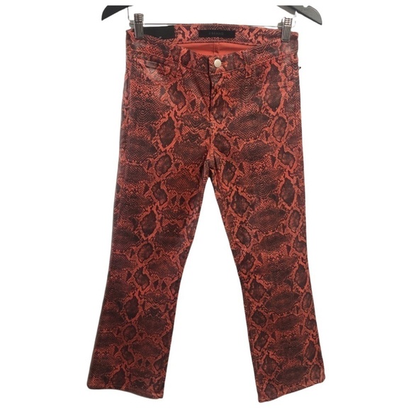 J BRAND NWT Selena Coated Snakeskin Print Crop Bootcut Jeans - Picture 3 of 13